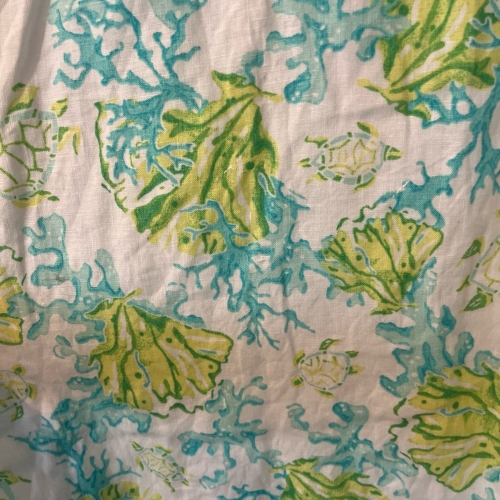 J. Jill Green and Blue Floral Midi Dress linen - Picture 3 of 5